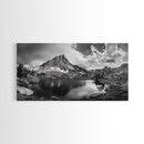 Alpine Lake, Rocky Mountain, Scenic Vista, Nature Reflection, Framed Canvas Print, Rustic Wall Art, Bedroom Wilderness Decor