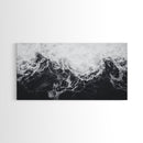 Ocean Texture, Crashing Waves, Abstract Sea, Monochrome Motion, Framed Canvas Print, Coastal Wall Art, Bathroom Minimalist Decor