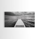 Ocean Horizon Board, Paddleboarding Adventure, Cloudy Sea Landscape, Framed Canvas Print, Modern Coastal Office or Living Room Art
