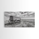 Prairie Wagon, Western Landscape, Old West Photography, Framed Canvas Print, Farmhouse Entryway or Rustic Fall Living Room Art