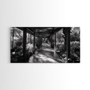 Serene Garden Pathway, Nature Tunnel Walk, Tropical Jungle Scene, Framed Canvas Print, Minimalist Art, Living Room Wall Decor