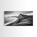 Cliffside Shoreline, Coastal Landscape Art, Ocean Horizon Scene, Canvas Print, Living Room Wall Art, Modern Seaside Minimalist Decor