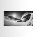 Arctic Wave Motion, Snowy Surf Curl, Mountain Sun Scene, Nature Energy Art, Canvas Print, Living Room Wall Art, Winter Adventure Decor