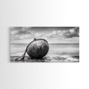 Weathered Buoy, Nautical Rope, Coastal Still Life, Beach Found Object, Framed Canvas Print, Beach House Art, Bathroom Wall Decor