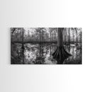 Swamp Trees, Cypress Water, Nature Reflections, Marsh Scene, Framed Canvas Print, rustic cabin decor, hallway wall art, forest wall print