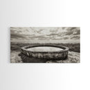 Water Trough, Overcast Skies, Ocean Breeze, Framed Canvas Print, Country Rustic Wall Art, Sepia Toned Fall Decor, Entryway Or Den Art
