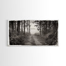 Forest Path, Island View, Vintage Border, Nature Trail, Canvas Print, Sepia Landscape Art, Entryway Wall Art, Woodland Photography Style