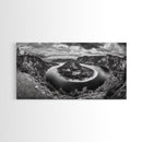 River Bend Landscape, Mountain View Aerial, Nature Panorama Scene, Framed Canvas Print, Cabin Wall Art, Adventure Boho Art, Living Room Wall Art