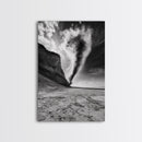 Tornado Beach Scene, Stormy Skies, Black and White Drama, Nature Photography, Framed Canvas Print, Office Wall Art, Moody Minimalist Decor