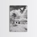 Palm Tree, Desert Shack, Abandoned Beauty, Western Minimalism, Canvas Print, Living Room Wall Art, Rustic Modern Style, Boho Wall Decor