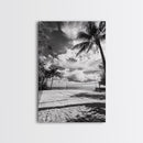 Beach Volleyball, Palm Trees, Island Sport, Canvas Print, Tropical Wall Art, Game Room Decor, Coastal Fitness Photography