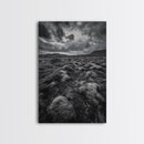 Moss Covered Lava, Iceland Landscape, Moody Nature Scene, Framed Canvas Print, Fall Rustic Decor, Earth Tone Wall Art
