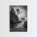 Seastack View, Dramatic Cliff, Ocean Rock Formations, Coastal Drama, Framed Canvas Print, Living Room Wall Art, Natural Scenic Decor