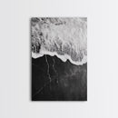 Wave Edge, Cracked Earth, Tide Meets Stone, Nature Contrast, Canvas Print, Abstract Ocean Art, Minimalist Wall Decor, Bathroom Artwork