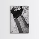 Rock Crevice, Light Ripples, Natural Texture, Abstract Nature, Framed Canvas Print, Kitchen Wall Art, Earth Tone Style, Modern Rustic