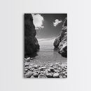 Rocky Cove, Serene Sea, Coastal Escape, Crystal Water, Canvas Print, bathroom ocean art, coastal minimalist decor, tranquil seascape gift