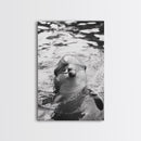 Dolphin Smile, Ocean Friend, Water Reflections, Gentle Waves, Framed Canvas Print, Kids Bathroom Art, Marine Life Decor, Playroom Artwork