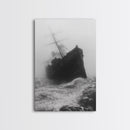 Haunted Ship, Foggy Sea, Maritime Ghost, Canvas Print, Nautical Wall Art, Pirate Ship Aesthetic, Halloween or Fall Home Decor