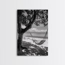 Hammock Relaxation, Beach Shade, Seaside Breeze, Canvas Print, Boho Bedroom Wall Art, Coastal Calm Tropical Home Decor