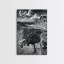 Desert Crater Scene, Surreal Landscape Art, Earth Tone Vibe, Minimalist Nature, Framed Canvas Print, Office Wall Decor, Modern Western Style