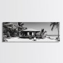Beach House, Palm Retreat, Tropical Hideaway, Island Dream, Framed Canvas Print, Coastal Wall Art, Bedroom Decor, Tropical Vacation Aesthetic