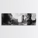 Coastal Rock Passage, Ocean Cliffside Art, Natural Texture Photography, Framed Canvas Print, Bathroom or Hallway Wall Art