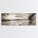 Cliff Coastline, Ocean Sunset, Beach Waves, Framed Canvas Print, seascape wall art, coastal bedroom decor, relaxing nature vibe, neutral art