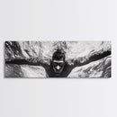 Underwater Swim, Black White Diver, Ocean Exploration, Canvas Print, modern bathroom wall art, sporty fitness vibe, minimalist ocean style
