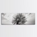Tribal Headdress, Cultural Art, Feathered Crown, Ocean Spirit, Canvas Print, Global Boho Art, Living Room Wall Decor, Ethnic Aesthetic