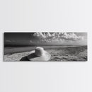 Beach Hat Scene, Coastal Escape, Sunny Seaside Moment, Framed Canvas Print, Modern Boho Bedroom Art, Summer Inspired Wall Decor