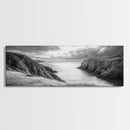 Ocean View, Coastal Cliffs, Dramatic Horizon, Sunset Glow, Canvas Print, Fall Living Room Wall Art, Landscape Nature Photography