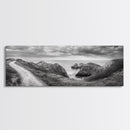 Cliff Path, Sea Escape, Moody Sky, Adventure Trail, Canvas Print, Modern Entryway Wall Art, Travel Photography, Nature Scene