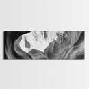 Desert Canyon Swirl, Abstract Rock Layers, Light and Shadow, Framed Canvas Print, Minimalist Living Room Art, Earth Tone Decor