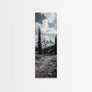 Mountain Landscape, Trail Pathway, Cloudy Sky, Nature Photography, Canvas Print, Rustic Cabin Decor, Adventure Hiker Wall Art