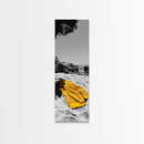 Yellow Towel, Secluded Beach, Summer Moment, Framed Canvas Print, Coastal Bathroom Art, Minimalist Beach Decor, Relaxation Wall Art
