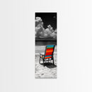 Colorful Chair, Ocean View, Peaceful Beach, Framed Canvas Print, Tropical Office Wall Art, Coastal Modern Decor, Relaxed Summer Vibe