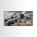 Granite Boulders, Desert Landscape, Natural Beauty, Earthy Tones, Framed Canvas Print, Entryway Wall Art, Nature Minimalism Style