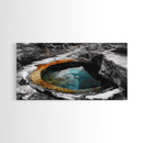 Geothermal Pool, Natural Wonders Photography, Yellowstone Landscape Decor, Earth Tones Wall Art, Framed Canvas Print, Bathroom Art