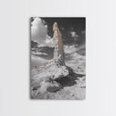 Rock Spire, Desert Monument, Sky Landscape, Framed Canvas Print, Modern Nature Wall Art, Earth Tones Decor, Minimalist Desert Art