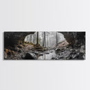 Forest Cave, Woodland Stream, Natural Light, Hidden Path, Framed Canvas Print, Cabin Wall Art, Rustic Decor, Adventure Photography