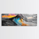 Wave Photography, Color Splash, Sunset Sea, Surf Art, Framed Canvas Print, Beach House Decor, Coastal Vibes, Modern Ocean Wall Art