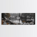 Waterfall Serenity, Autumn Forest Print, Tranquil Landscape, Framed Canvas Print, Nature Lover Gift, Cozy Living Room or Office Decor