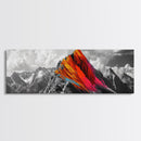 Neon Mountain Peak, Abstract Vibrant Alps, Bold Wilderness Colors, Framed Canvas Print, Modern Wall Art, Adventure Home Decor