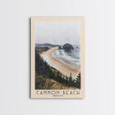 Cannon Beach, Oregon Watercolor Beach Print, Vacation Gift, Oregon Wall Art, Framed Canvas Print, Framed Beach Painting