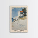 Sveti Ivan , Croatia Watercolor Beach Print, Vacation Gift, Croatia Wall Art, Framed Canvas Print, Framed Beach Painting
