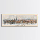 Nijmegen Netherlands Panoramic Travel Poster, Framed Canvas Print or Metal Wall Art, Travel Art, Home Decor, Panoramic Painting, Midcentury Art