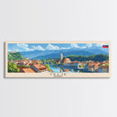 Celje Slovenia Panoramic Travel Poster, Framed Canvas Print or Metal Wall Art, Travel Art, Home Decor, Panoramic Painting, Midcentury Art