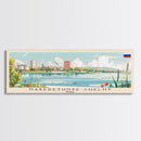 Naberezhnye Russia Travel Art, City Art, Framed Canvas Print or Metal Wall Art, Europe Travel Poster, Panoramic Wall Art, Extra Wide Wall Art
