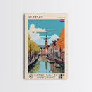 Groningen Netherlands Travel Poster Framed Canvas Print, Midcentury Modern Art, Pop Art Wall Decor, Scenic Living Room Art, Bedroom Gift