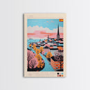 Lund Sweden Travel Poster Framed Canvas Print, Midcentury Modern Art, Pop Art Wall Decor, Scenic Art, Home and Office Decoration
